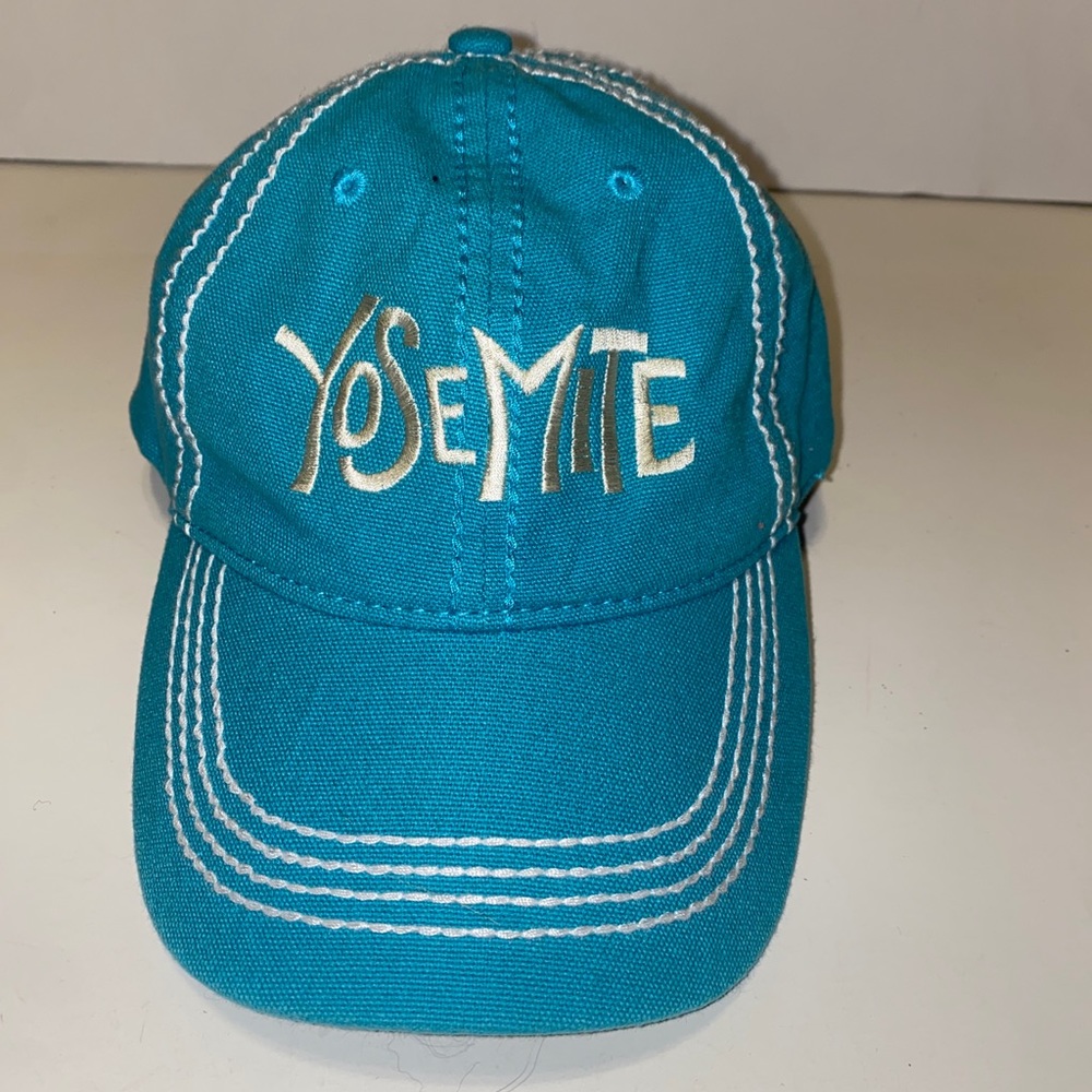 Vintage 80s Yosemite Trucker Hat Adjustable White Embroidery & Trim
